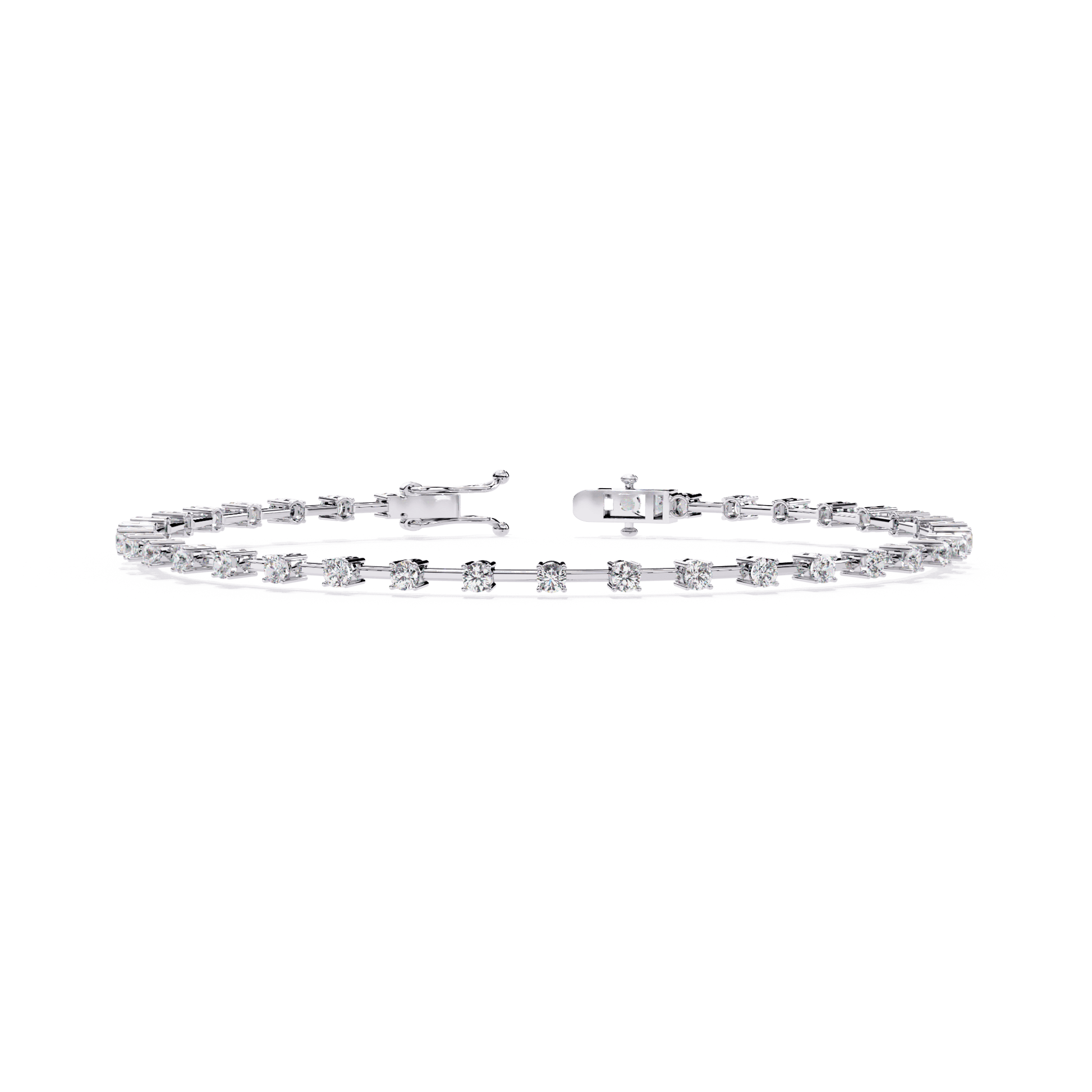 Vienna – Spaced Round Diamond Bangle — diamond bangle — lab grown diamond and natural diamond — 18k white gold — Carat House