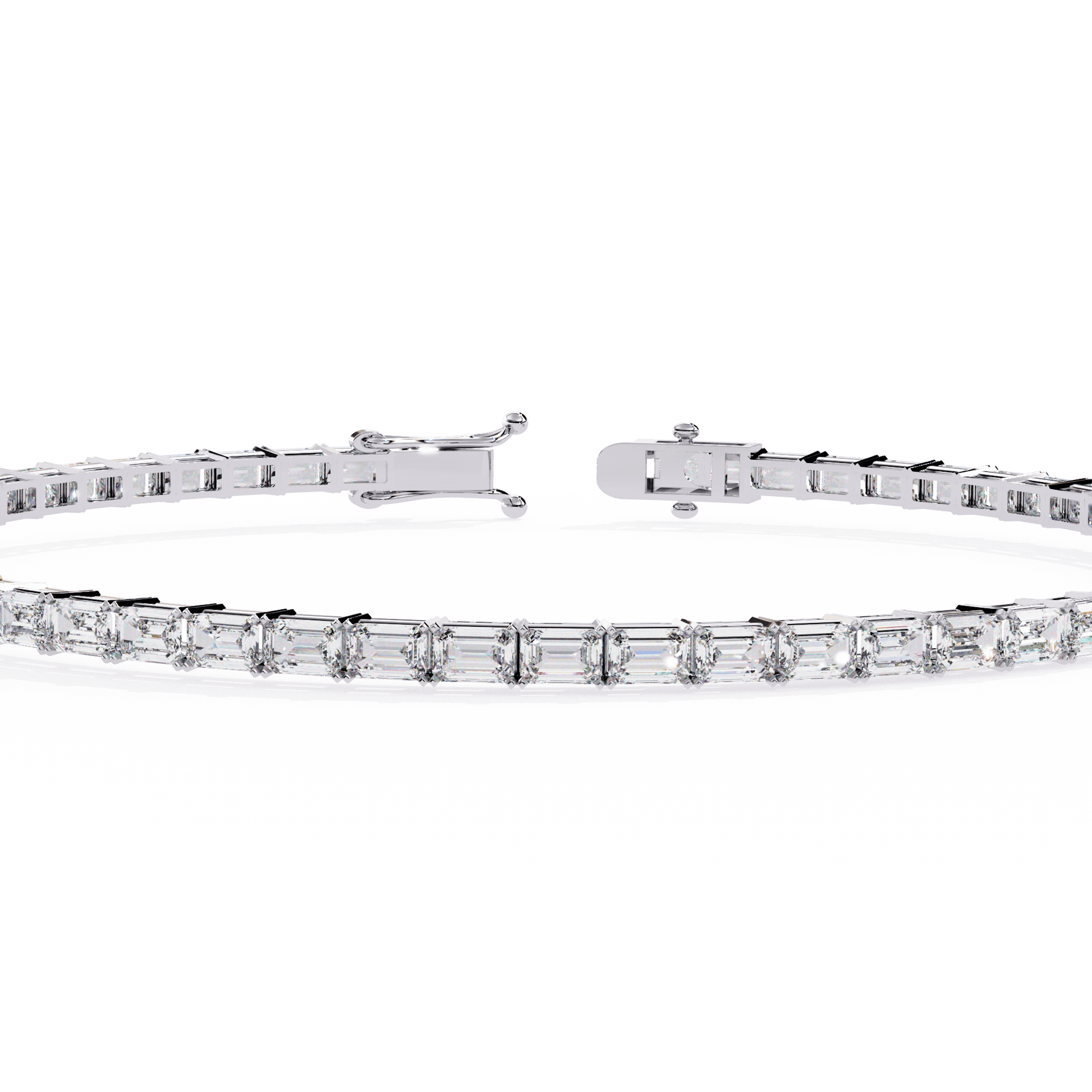 Ariane - East-West Emerald-Cut Diamond Tennis Bracelet — diamond tennis bracelet — lab grown diamond — 18k white gold — Carat House