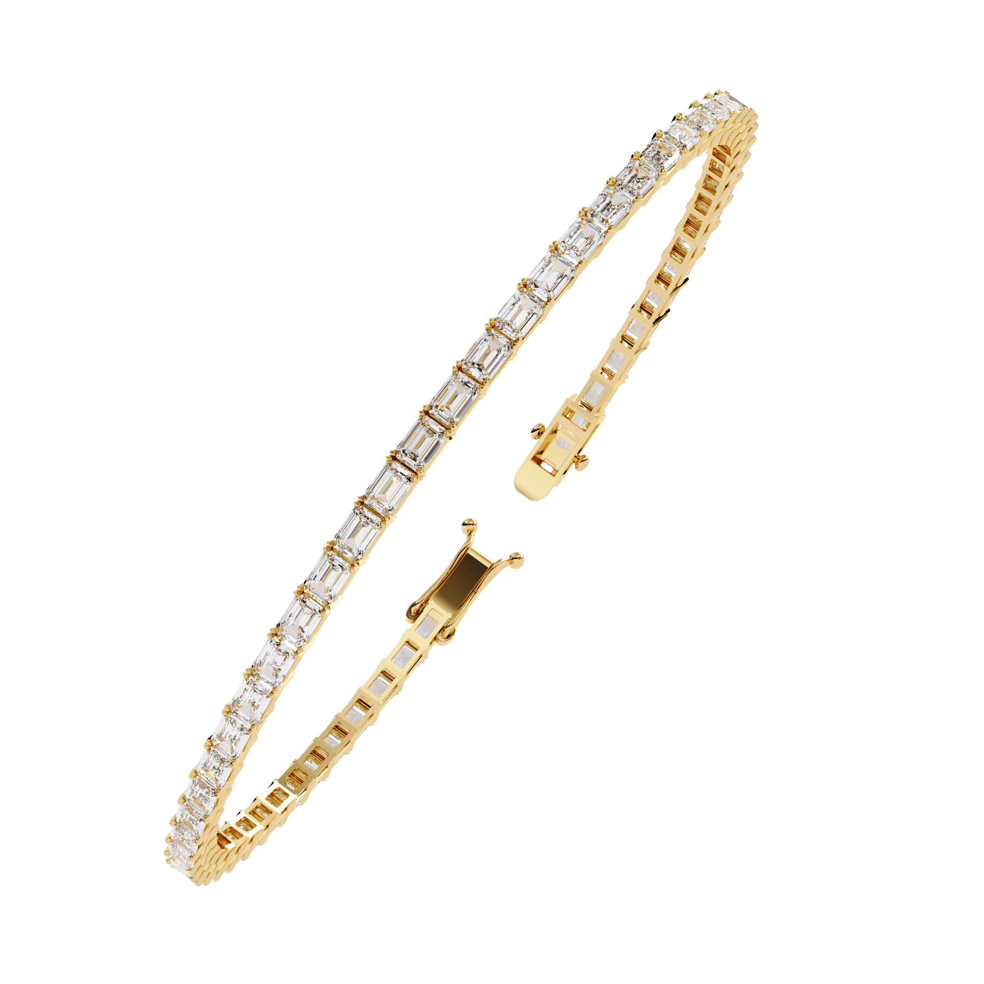 Ariane diamond tennis bracelet featuring emerald-cut diamonds set in a luxurious design, crafted by Carat House Dubai.