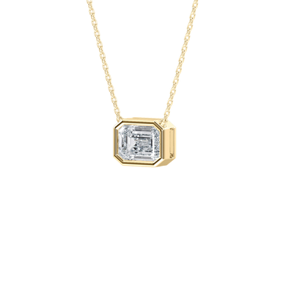 Jaime– Emerald-Cut Bezel Solitaire Pendant