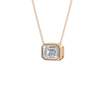 Jaime– Emerald-Cut Bezel Solitaire Pendant