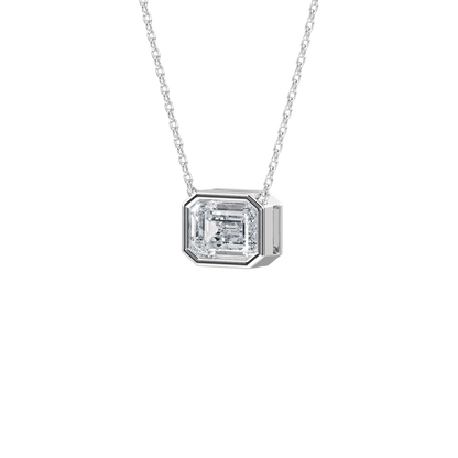 Jaime– Emerald-Cut Bezel Solitaire Pendant