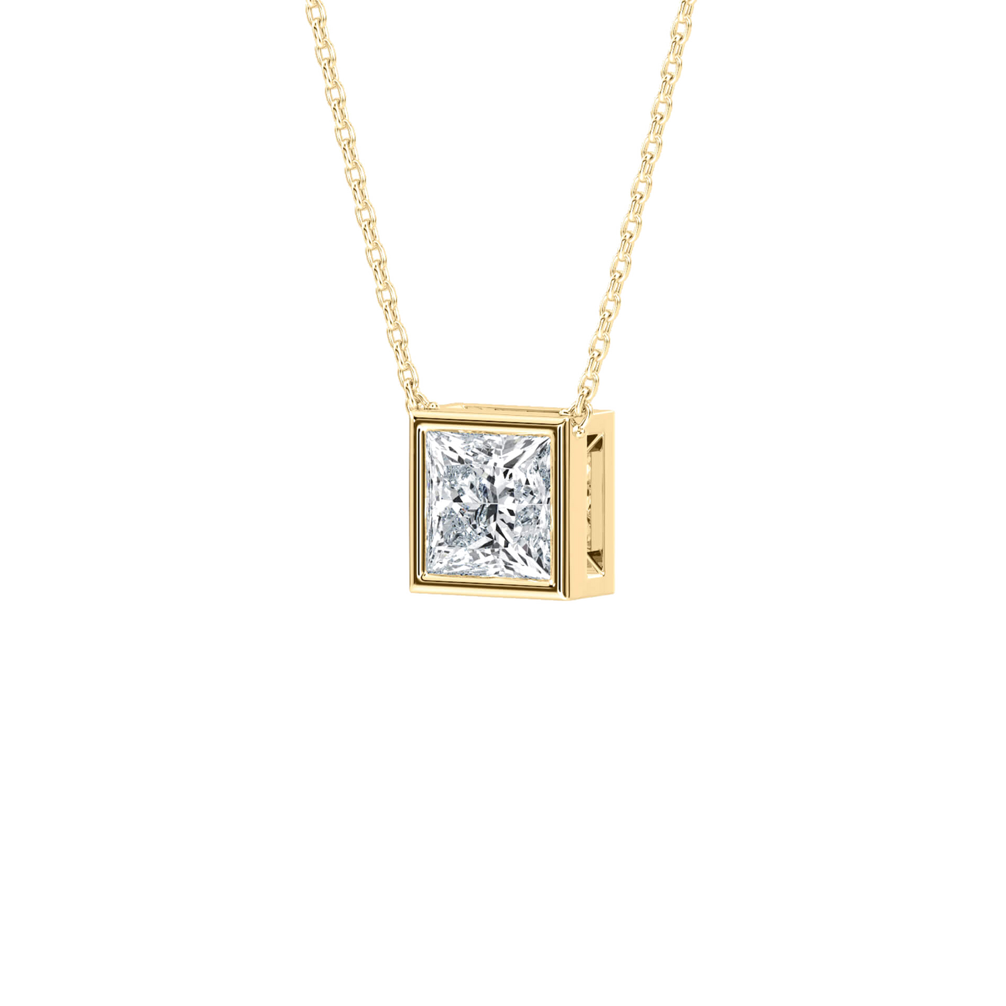 Joan – Princess-Cut Bezel Solitaire Pendant