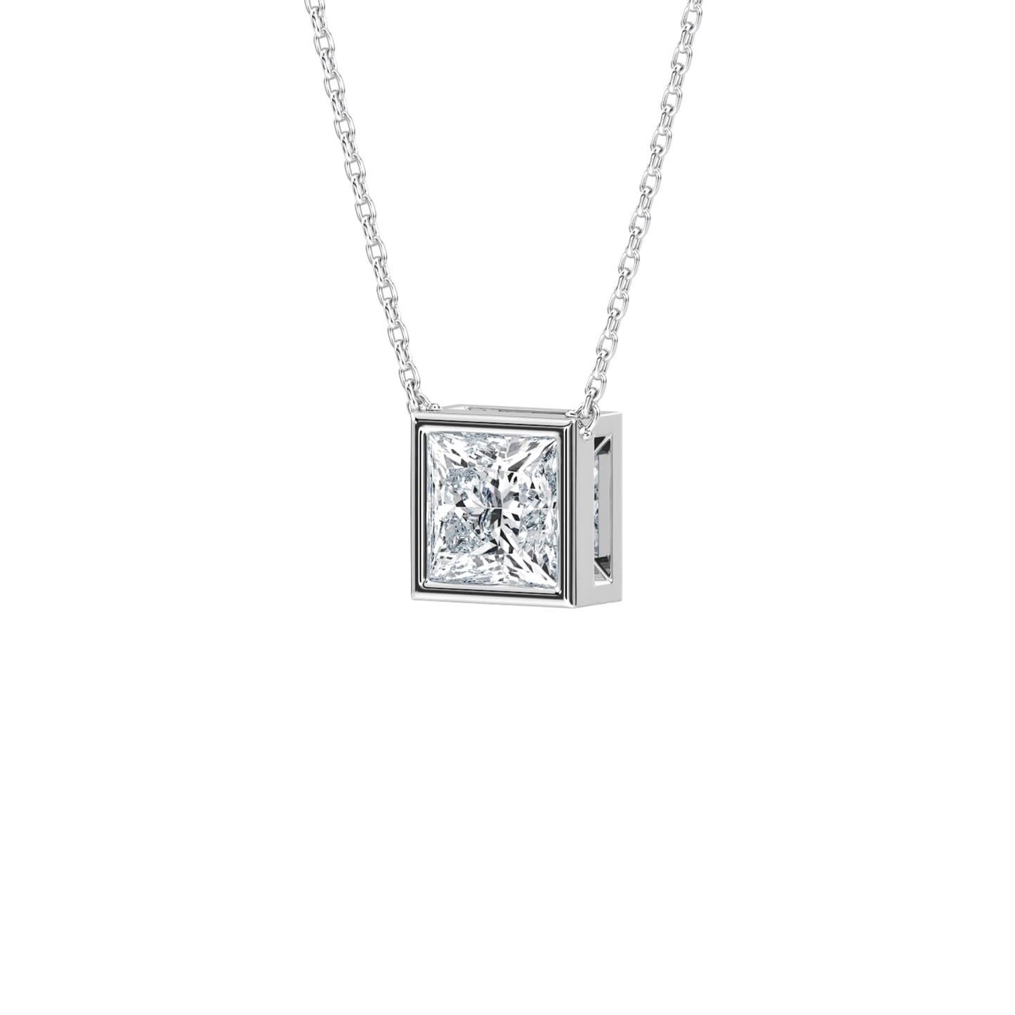 Joan – Princess-Cut Bezel Solitaire Pendant