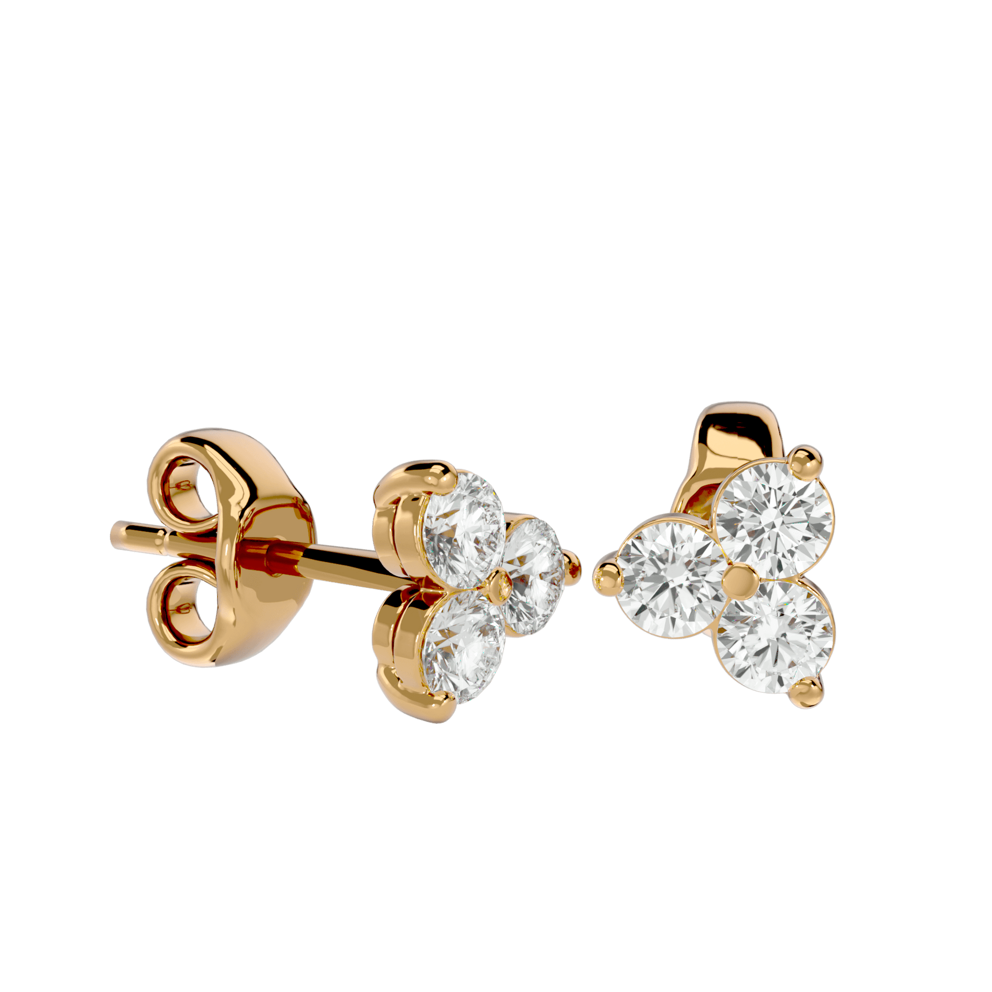 Mariam Trio Diamond Stud Earrings by Carat House Dubai featuring three sparkling diamonds set in a sleek silver setting