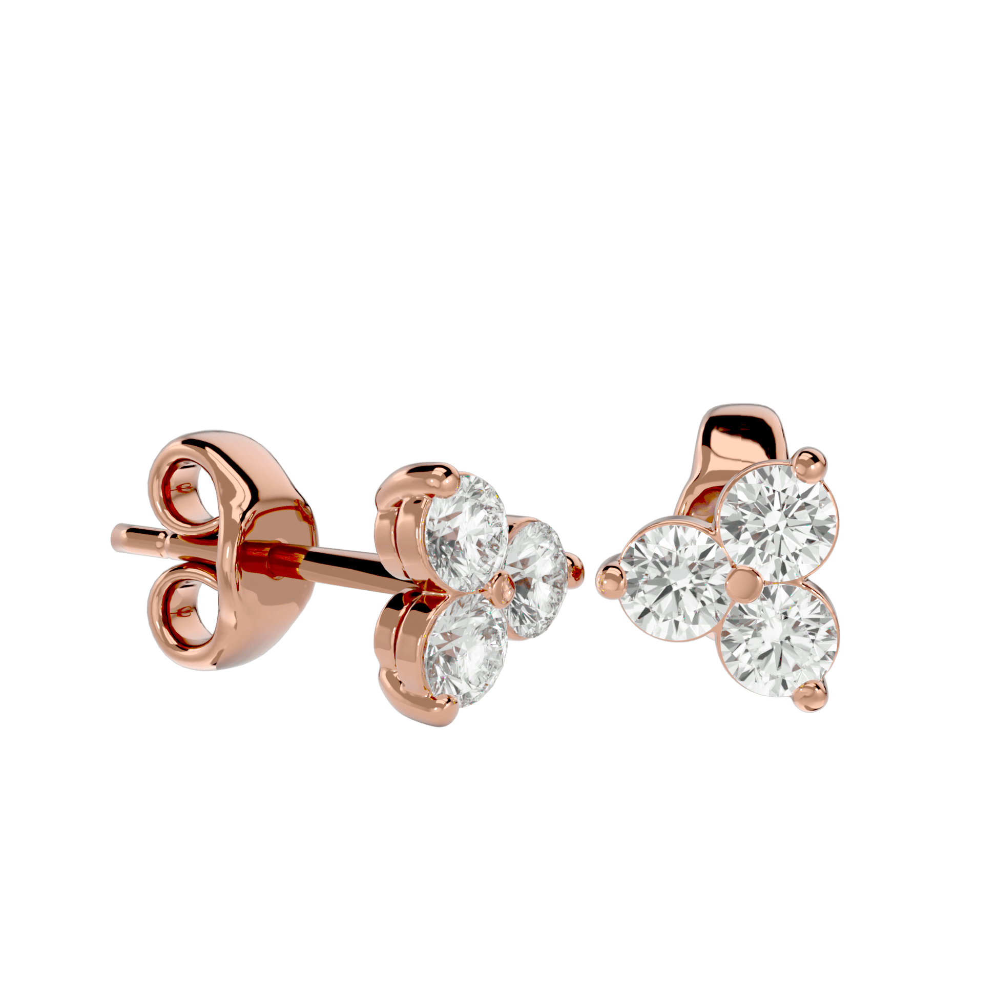 Mariam Trio Diamond Stud Earrings by Carat House Dubai featuring three sparkling diamond studs on a sleek setting