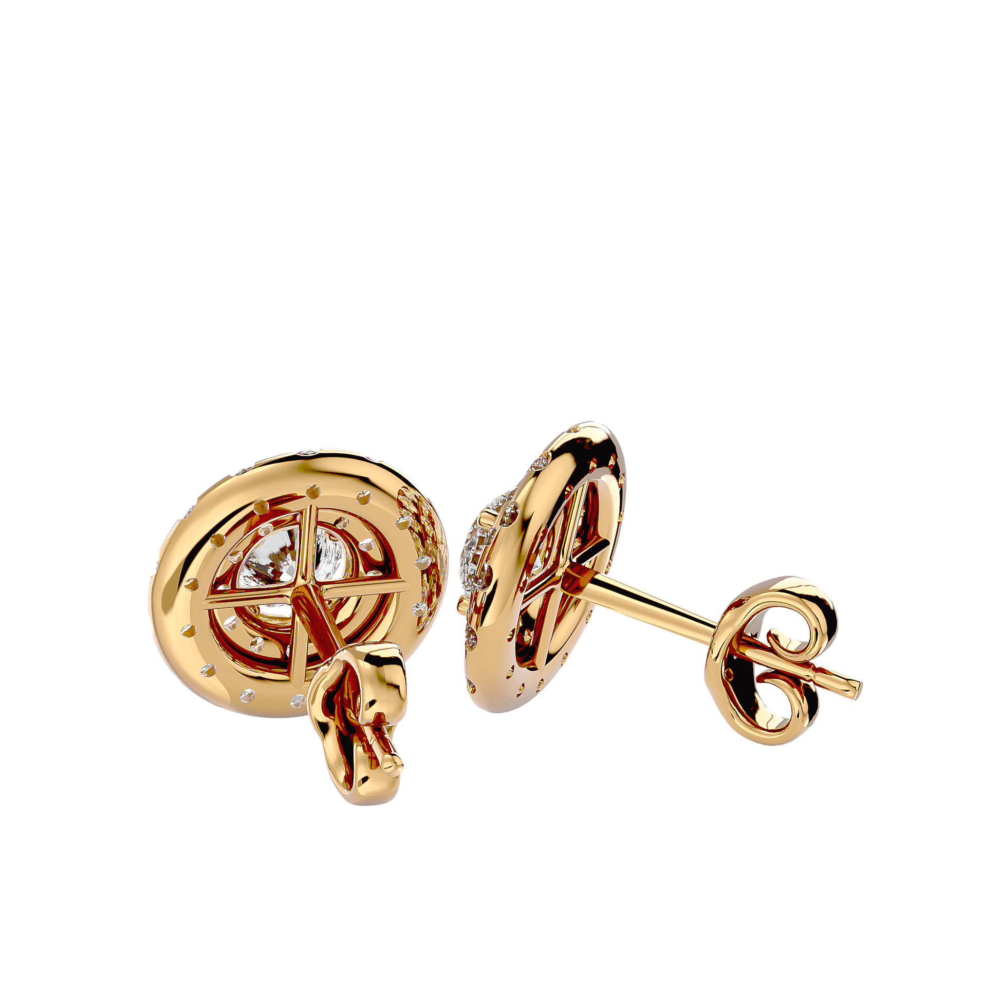 Martina double halo round-cut diamond stud earrings by Carat House Dubai featuring sparkling diamond settings and a classic design