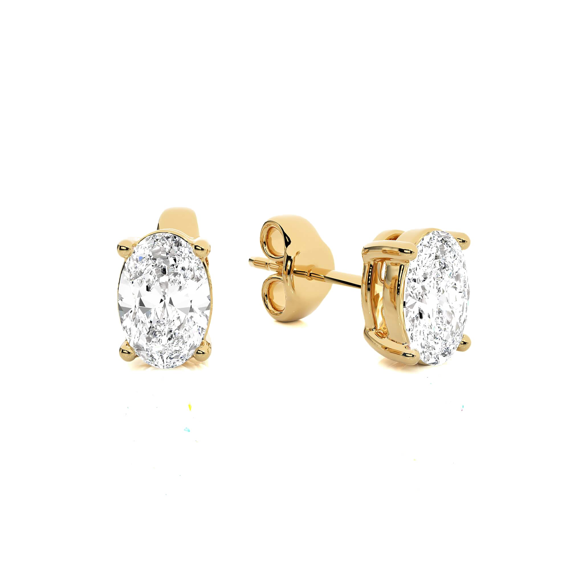 Oval-cut diamond studs in a 4-prong basket setting, showcasing Carat House Dubai's elegant diamond jewelry.