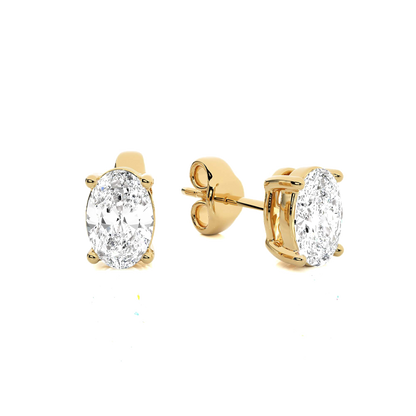 Beverly- Oval-Cut Diamond Studs in a 4-Prong Basket Setting