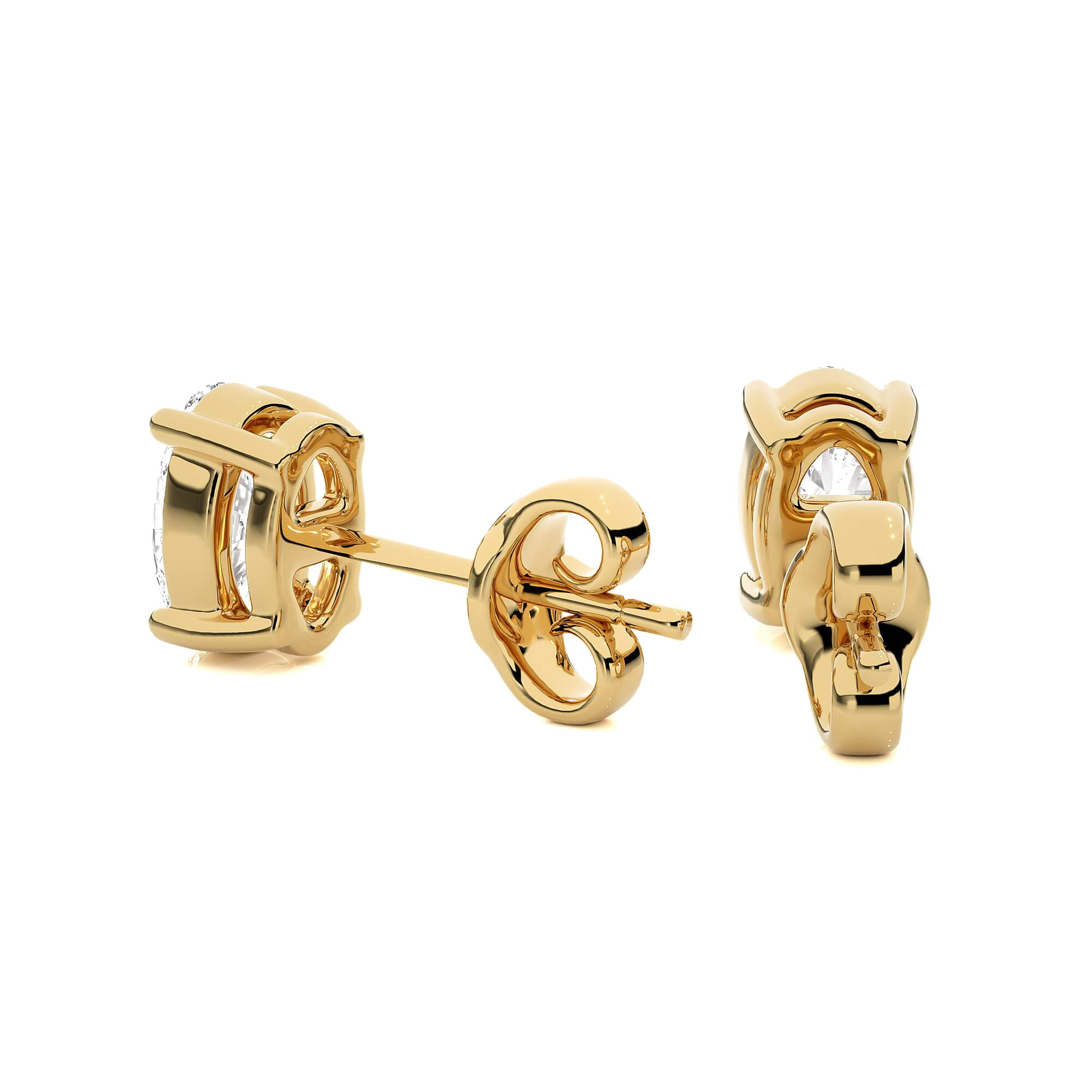 Oval-cut diamond studs in a 4-prong basket setting by Carat House Dubai, showcasing elegant and sparkling jewelry.