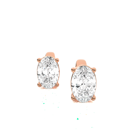 Beverly- Oval-Cut Diamond Studs in a 4-Prong Basket Setting