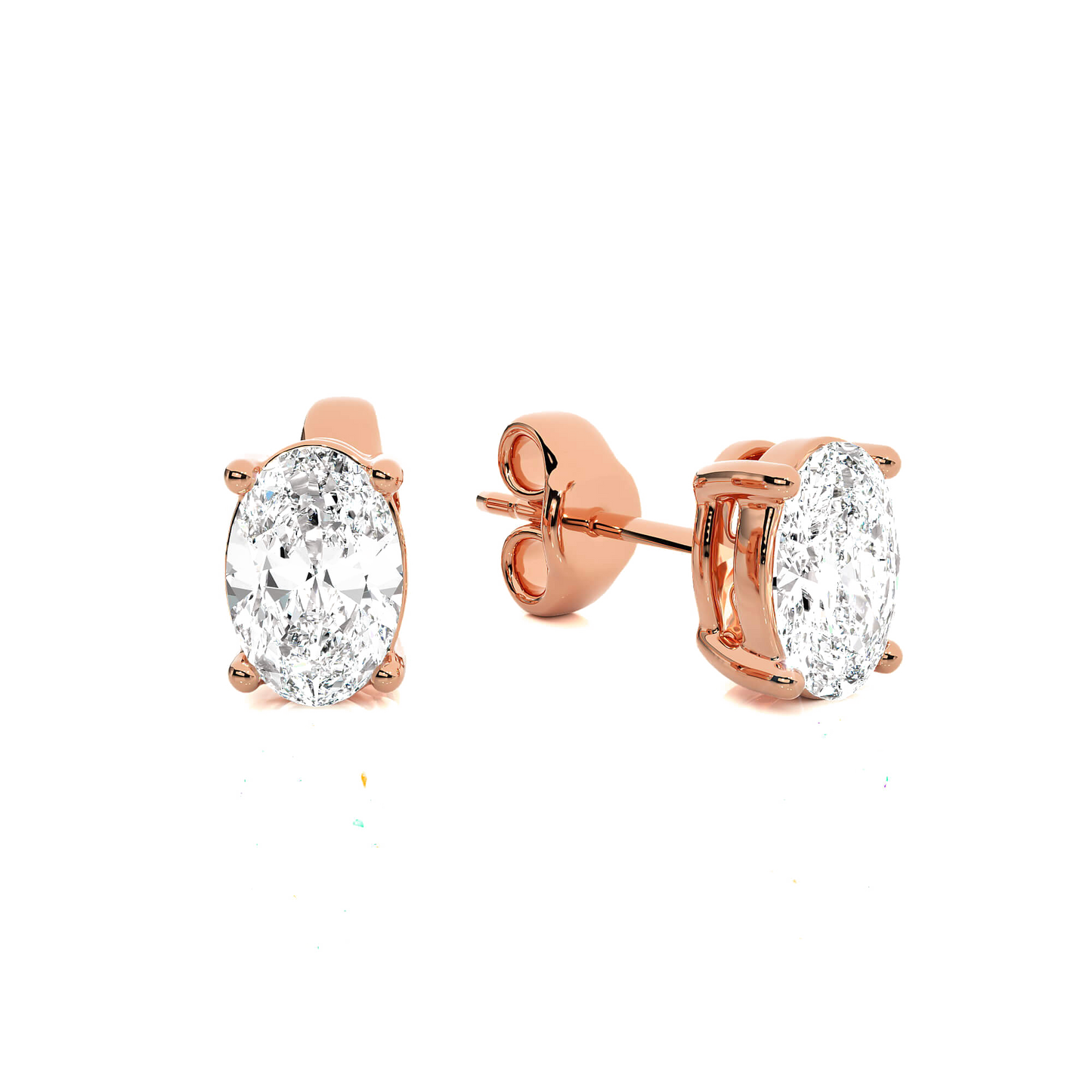Beverly- Oval-Cut Diamond Studs in a 4-Prong Basket Setting