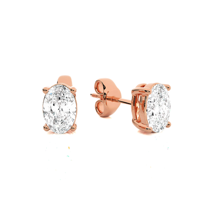 Beverly- Oval-Cut Diamond Studs in a 4-Prong Basket Setting