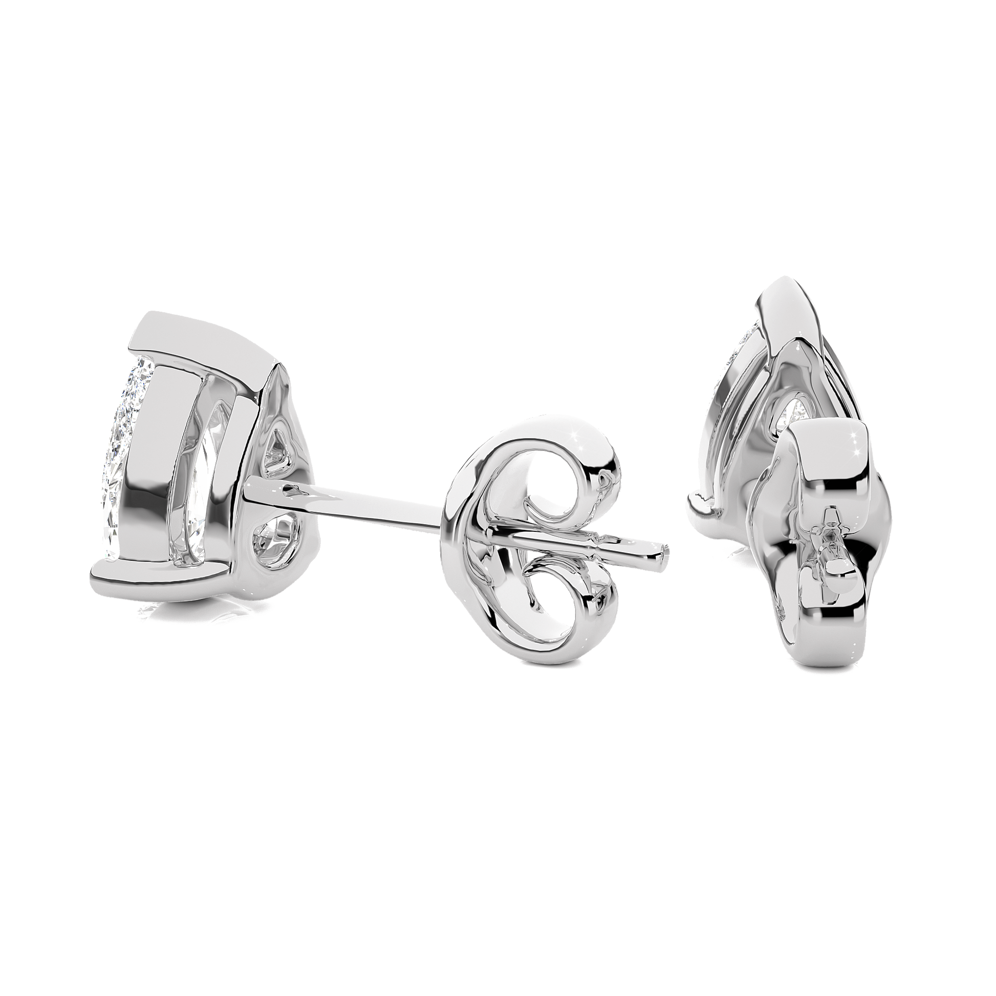 Bianca pear-cut diamond studs with V-prong basket setting showcasing sparkling diamond jewelry from Carat House Dubai