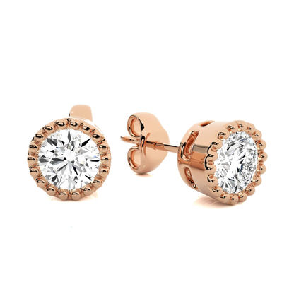 Mary – Milgrain Bezel Solitaire Diamond Studs