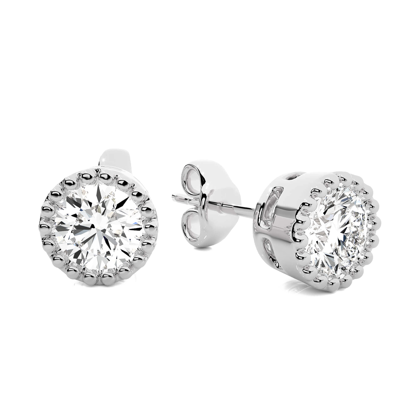 Mary – Milgrain Bezel Solitaire Diamond Studs