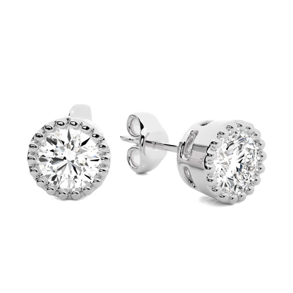 Mary – Milgrain Bezel Solitaire Diamond Studs