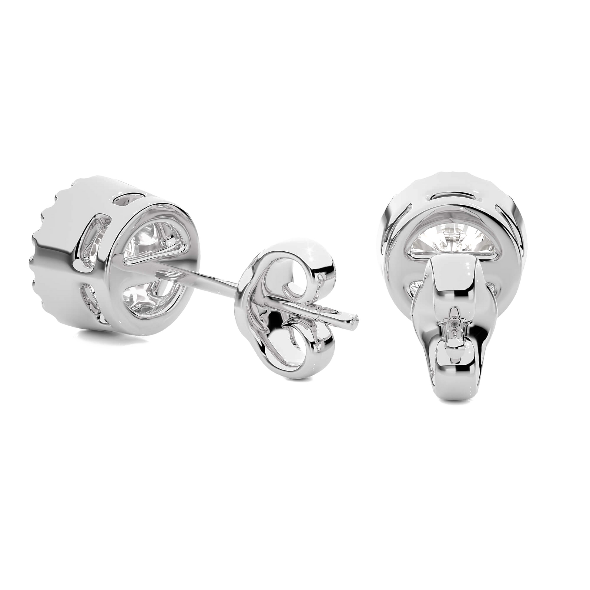 Carat House Dubai Mary Milgrain Bezel Solitaire Diamond Stud Earrings with round diamonds and intricate milgrain detailing
