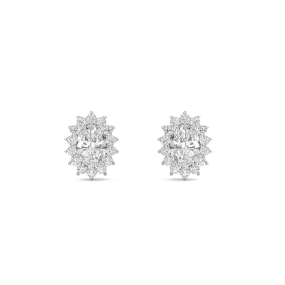 Misaki – Oval Solitaire Diamond Halo Studs