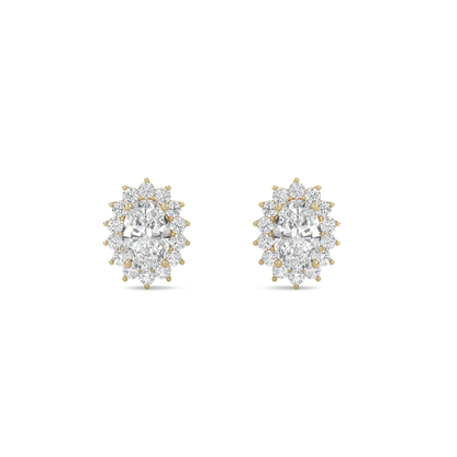 Misaki – Oval Solitaire Diamond Halo Studs