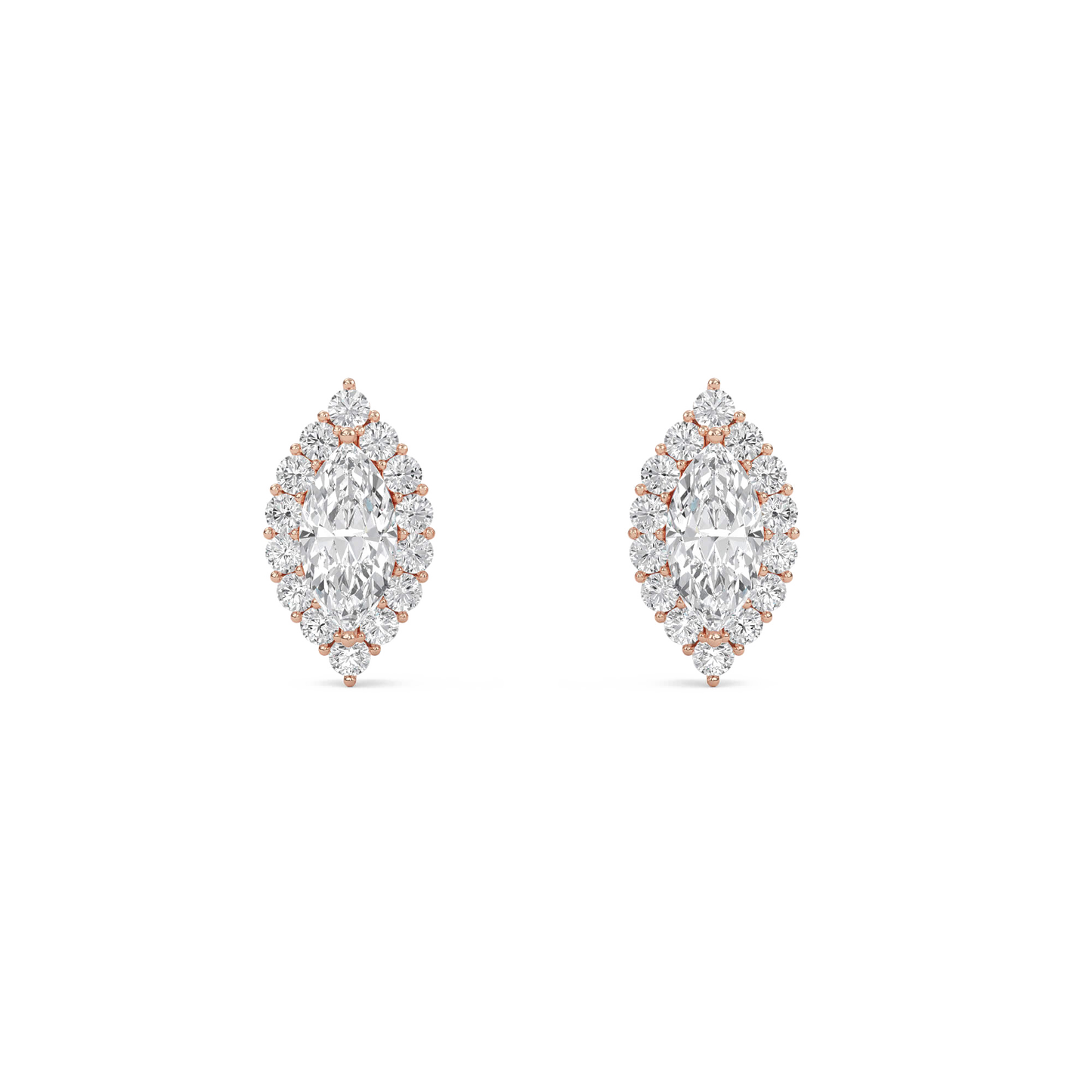 Nala – Marquise-Cut Halo Diamond Studs