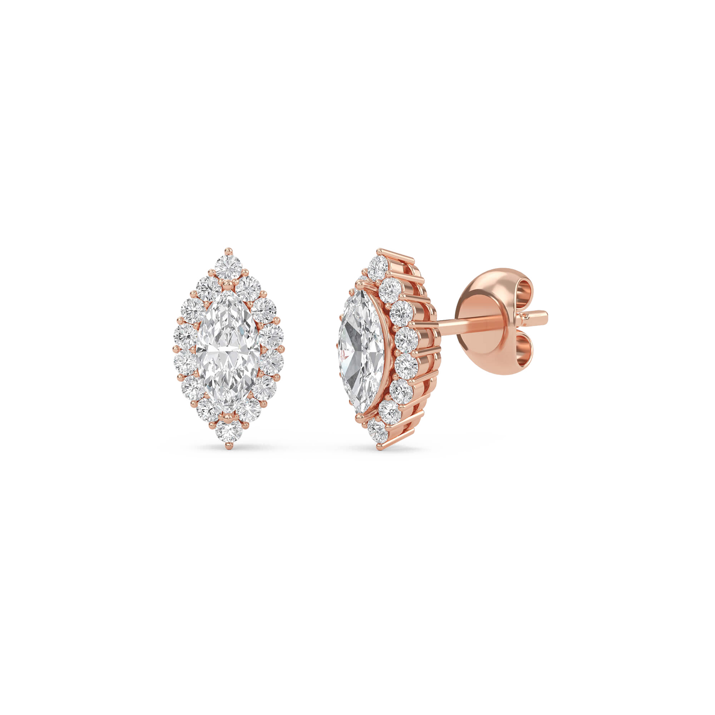 Nala – Marquise-Cut Halo Diamond Studs