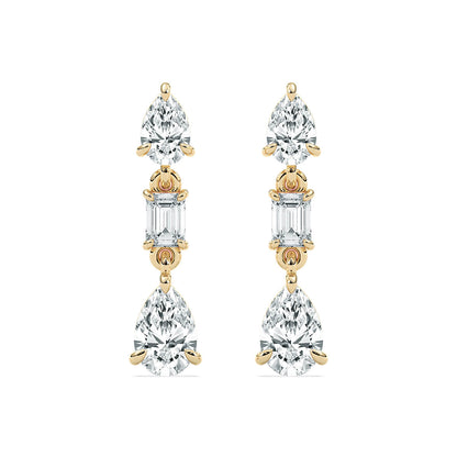 Ella – Pear & Emerald-Cut Drop Studs