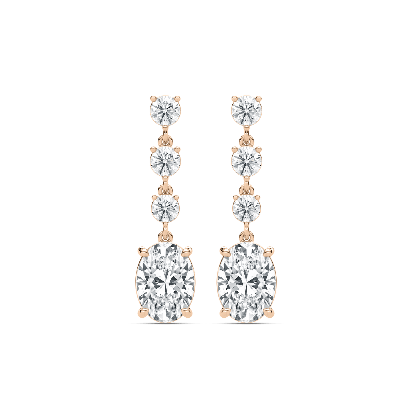 Eva – Oval & Round Diamond Drop Earrings