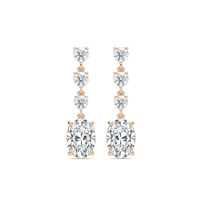 Eva – Oval & Round Diamond Drop Earrings