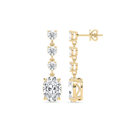 Eva – Oval & Round Diamond Drop Earrings