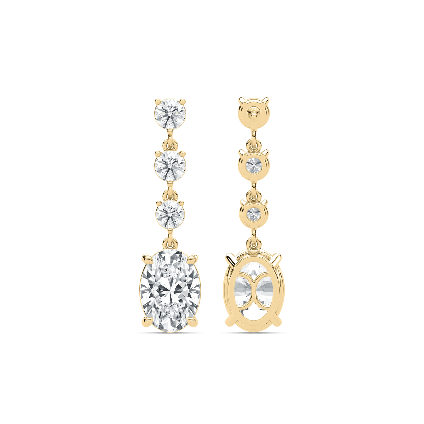 Eva – Oval & Round Diamond Drop Earrings
