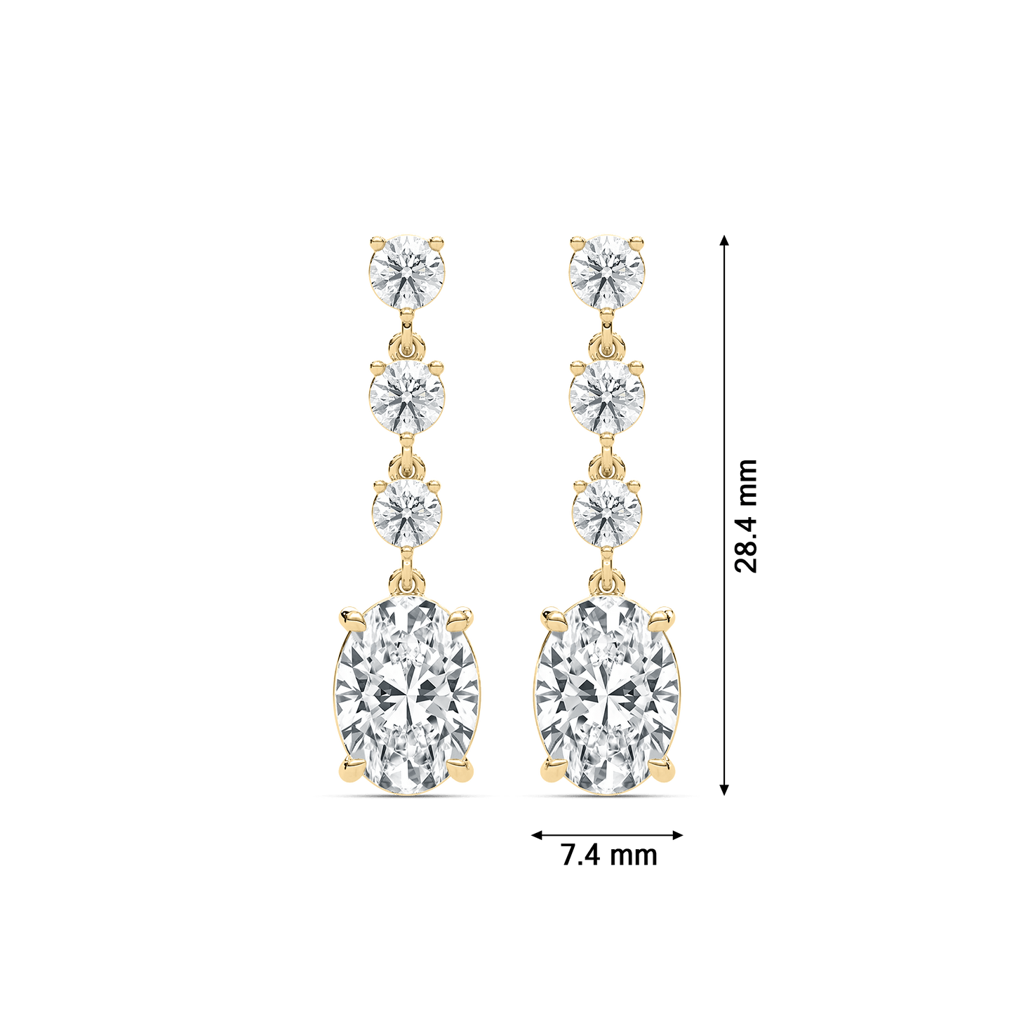Eva – Oval & Round Diamond Drop Earrings