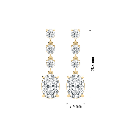 Eva – Oval & Round Diamond Drop Earrings