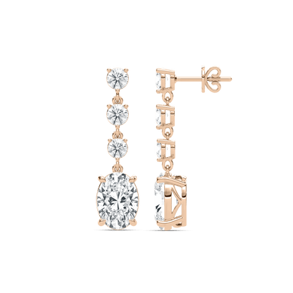 Eva – Oval & Round Diamond Drop Earrings