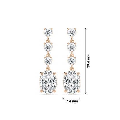 Eva – Oval & Round Diamond Drop Earrings