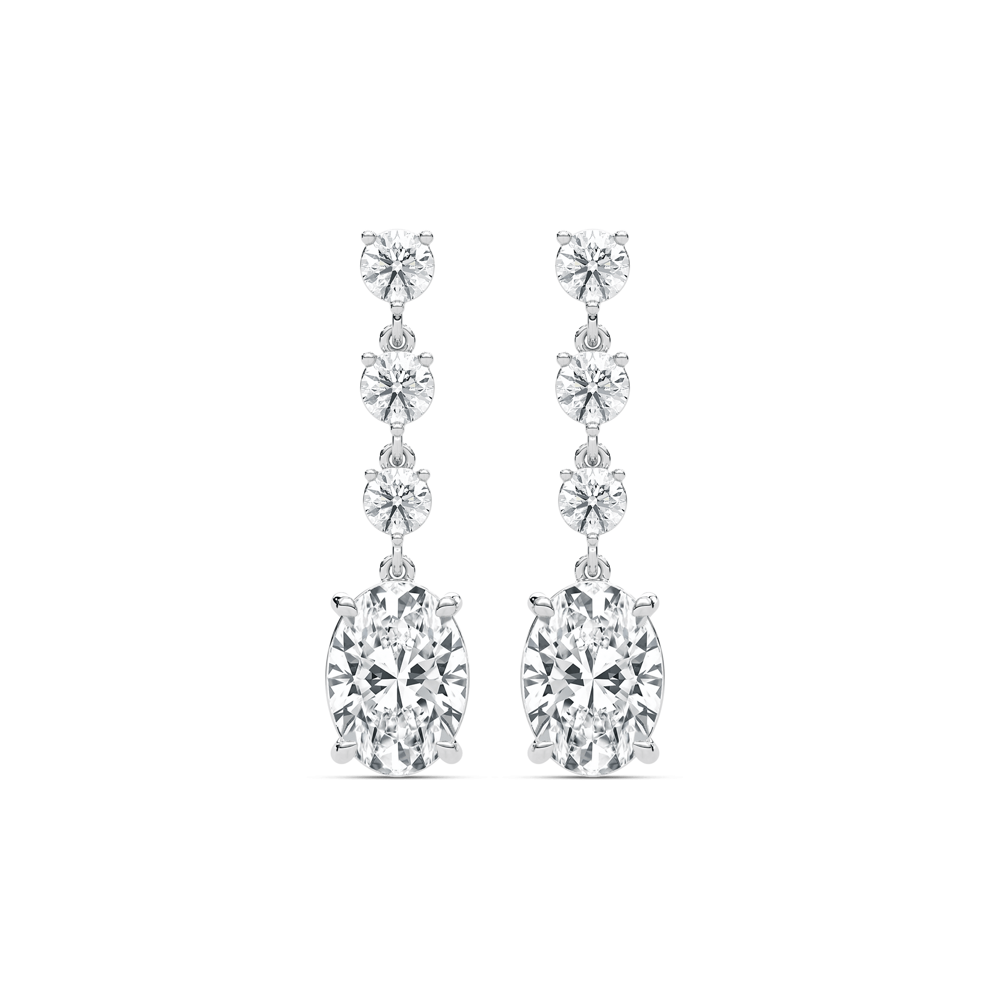 Eva – Oval & Round Diamond Drop Earrings — diamond drop earrings — lab grown diamond — 18k white gold and platinum — Carat House