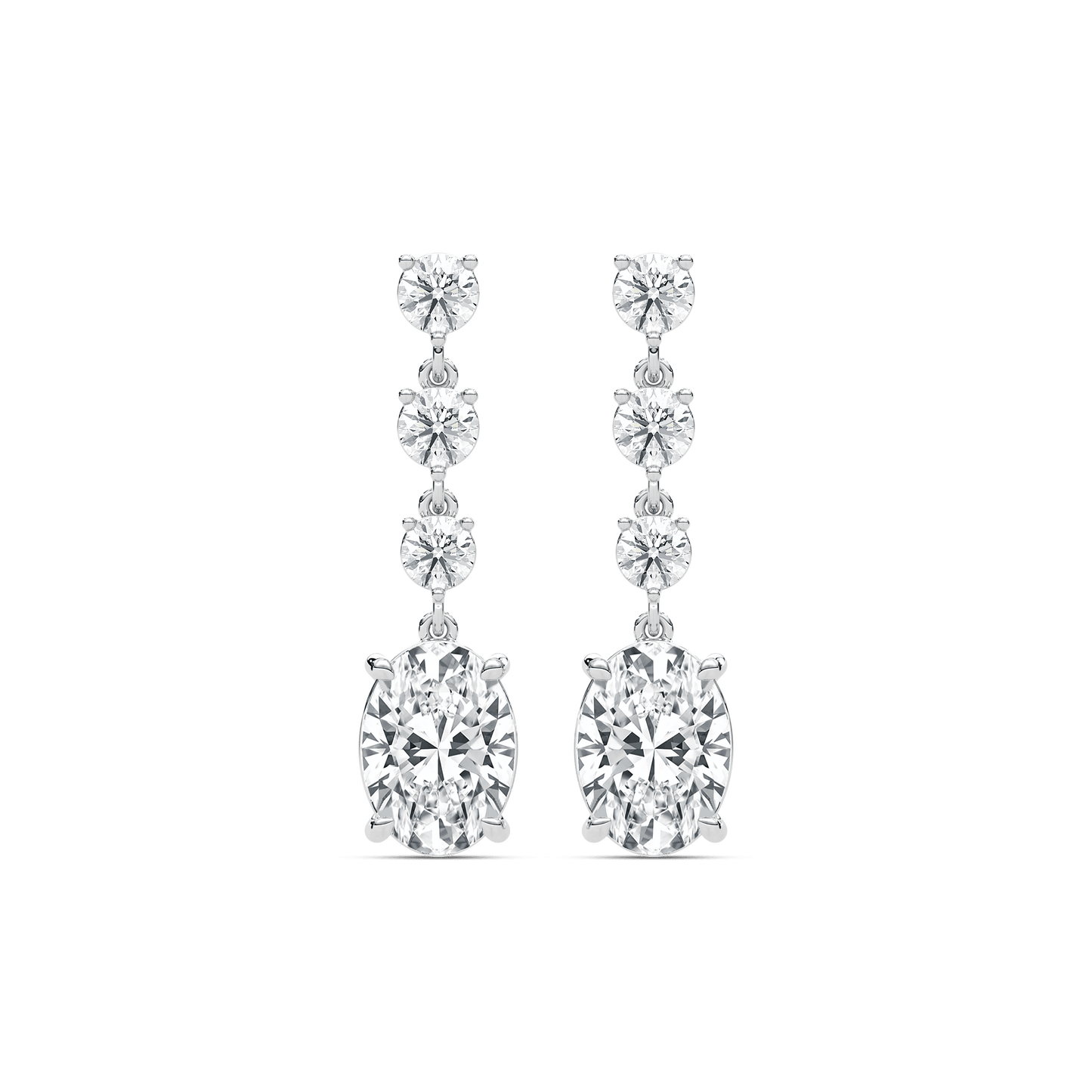 Eva – Oval & Round Diamond Drop Earrings