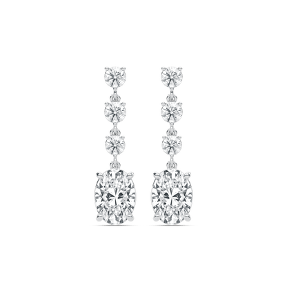 Eva – Oval & Round Diamond Drop Earrings