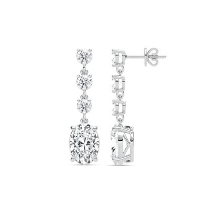 Eva – Oval & Round Diamond Drop Earrings