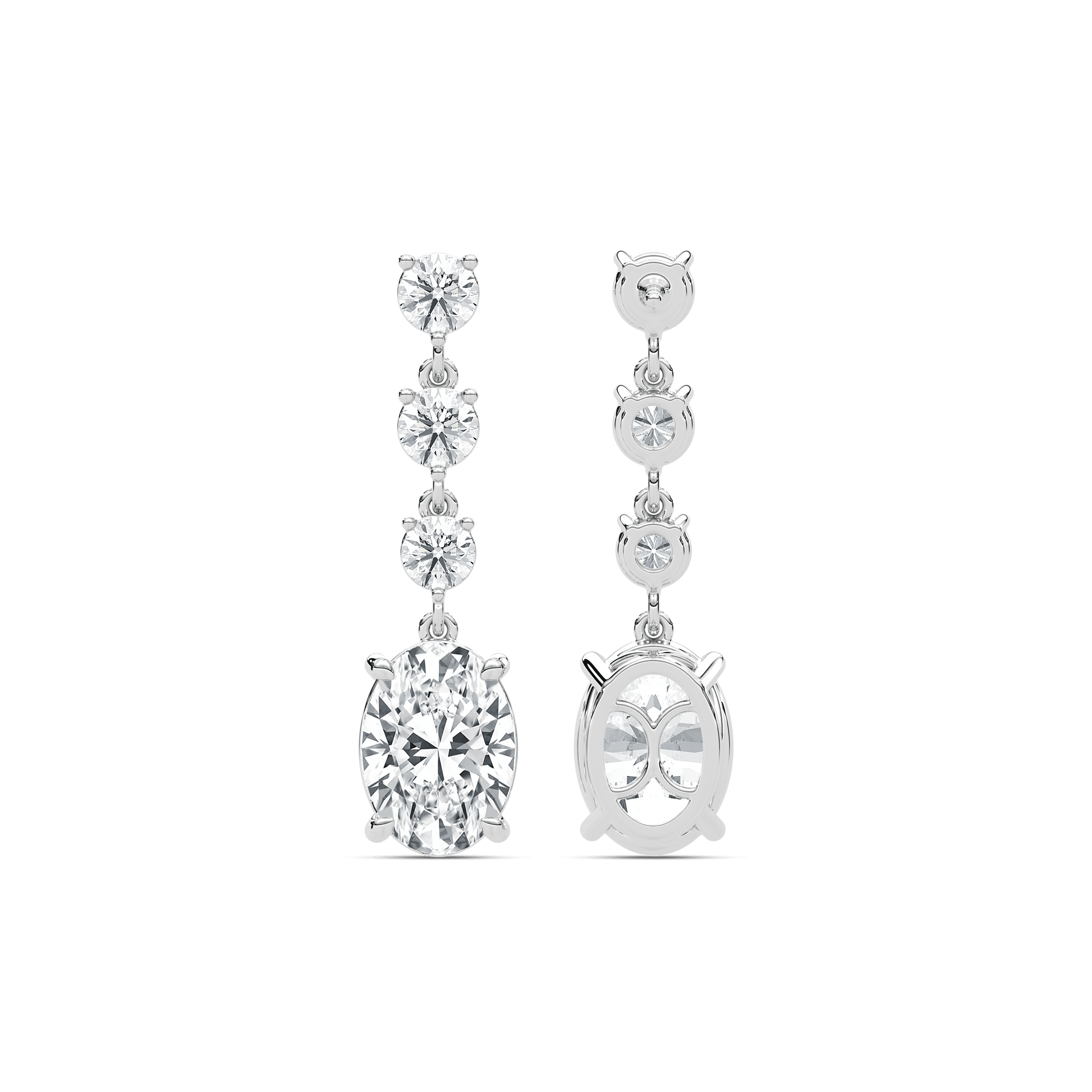 Eva oval and round diamond drop earrings by Carat House Dubai featuring sparkling diamond accents and elegant drop design.
