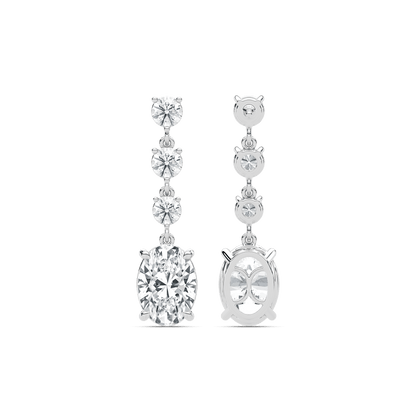 Eva – Oval & Round Diamond Drop Earrings
