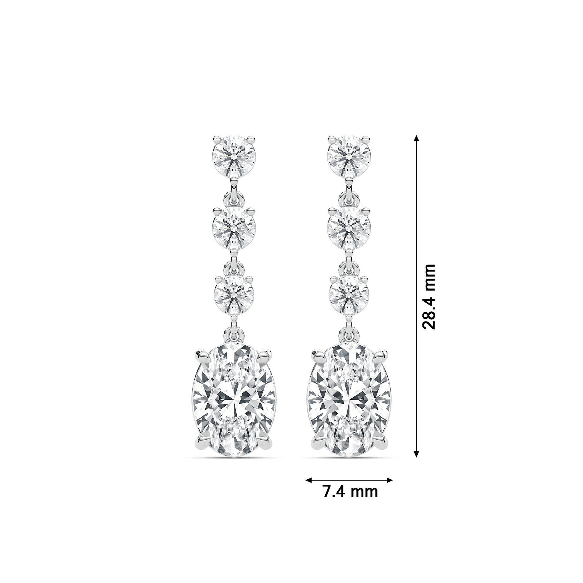 Eva oval and round diamond drop earrings by Carat House Dubai featuring sparkling diamond-studded gold drops.