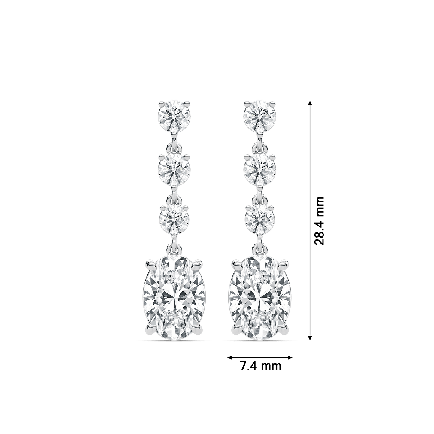 Eva – Oval & Round Diamond Drop Earrings