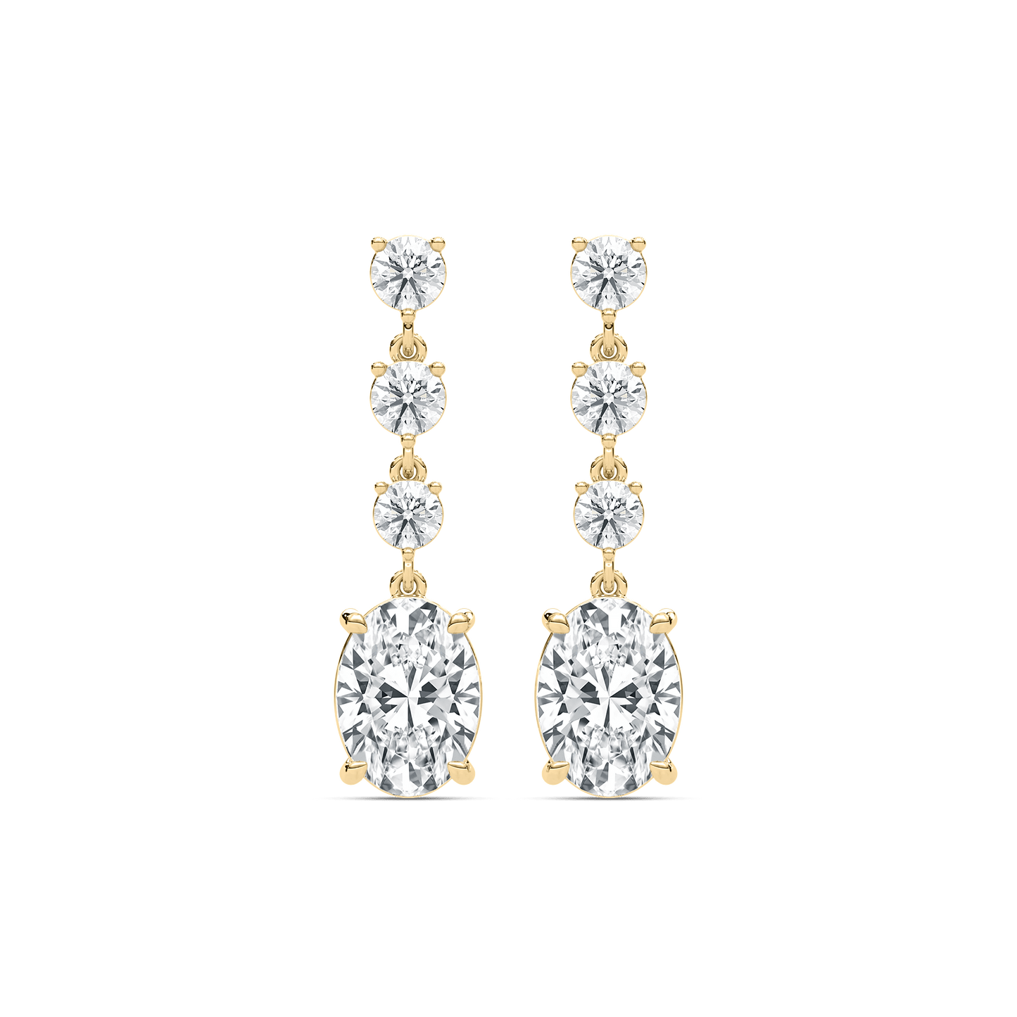 Eva – Oval & Round Diamond Drop Earrings
