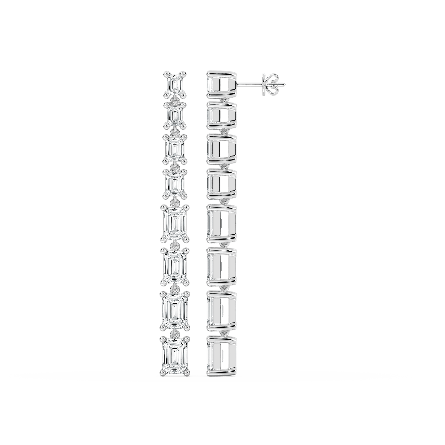 Emi – Graduated Emerald-Cut Diamond Drop Earrings