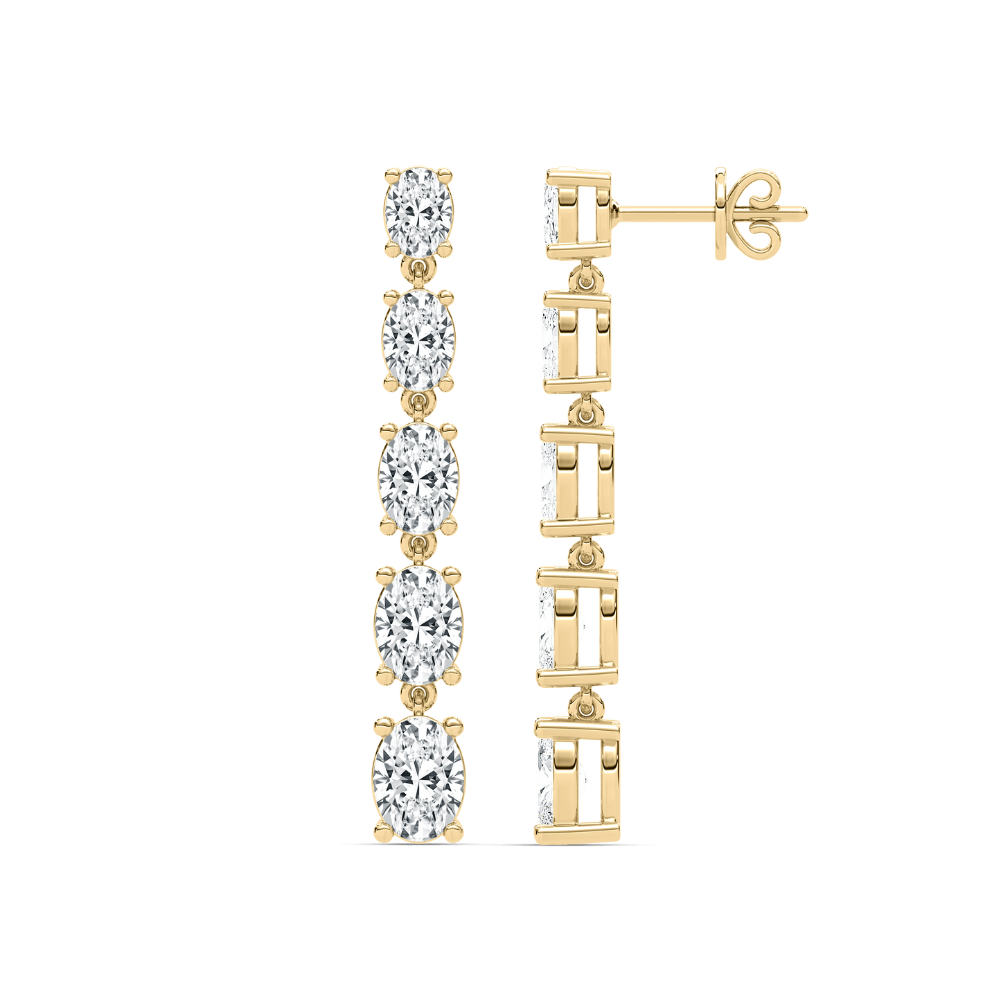 Olivia – Graduated Oval-Cut Diamond Drop Earrings