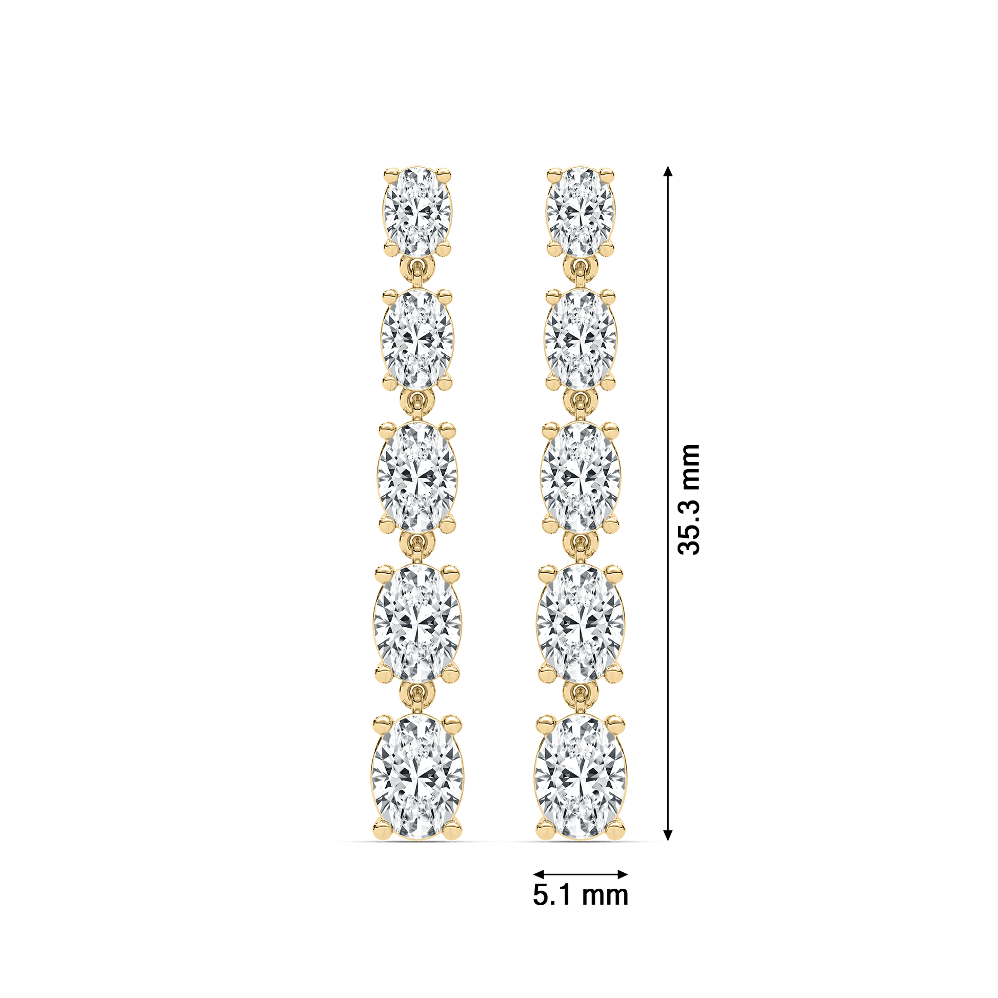 Olivia graduated oval-cut diamond drop earrings by Carat House Dubai featuring sparkling diamond drops on elegant ear hooks.