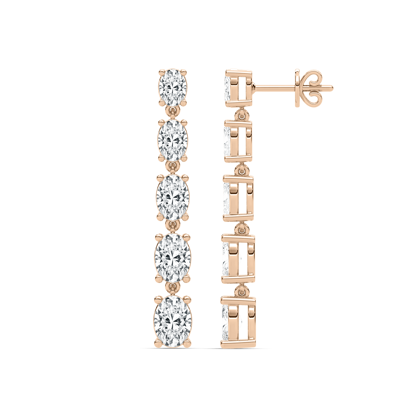 Olivia – Graduated Oval-Cut Diamond Drop Earrings