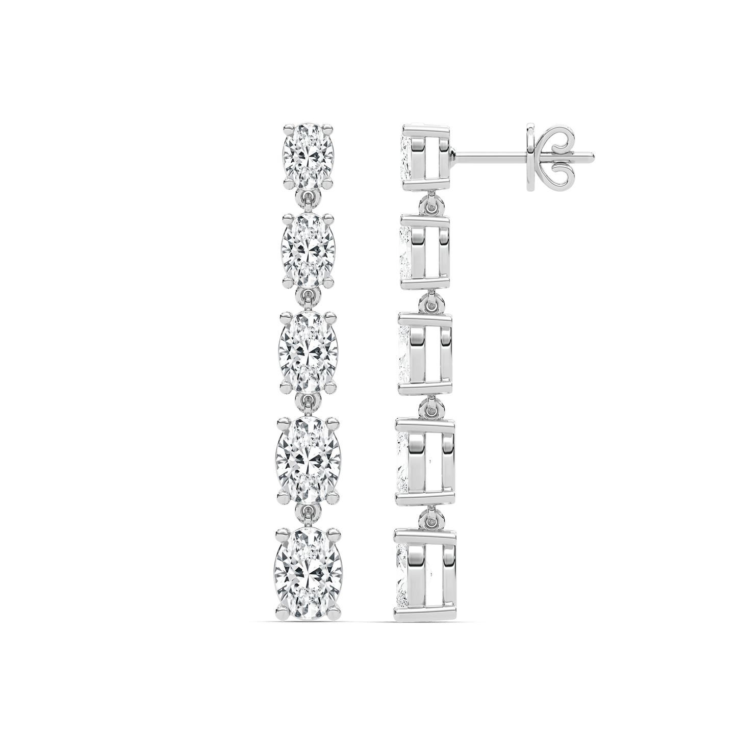 Olivia – Graduated Oval-Cut Diamond Drop Earrings