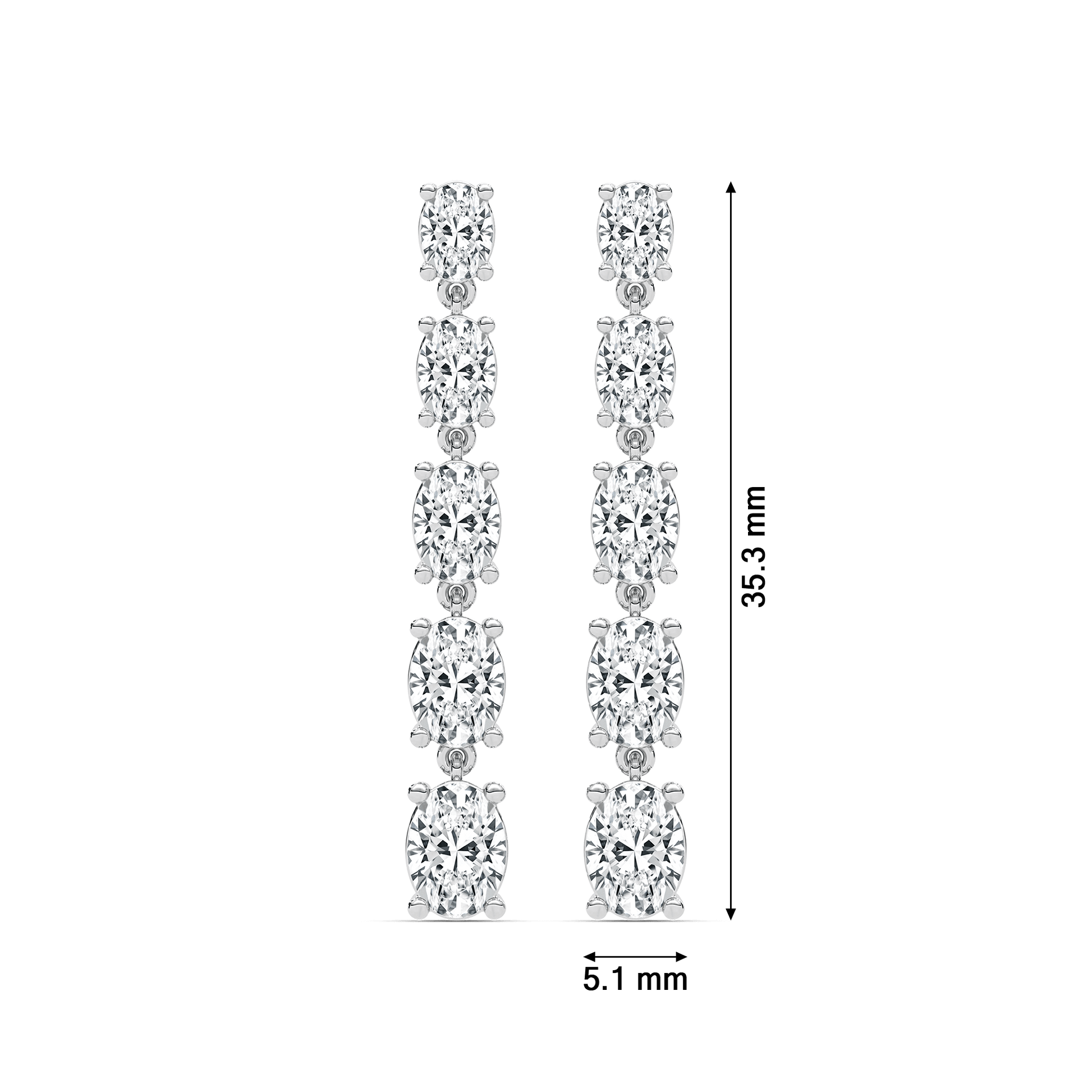 Olivia graduated oval-cut diamond drop earrings by Carat House Dubai featuring sparkling diamond drops and elegant design.